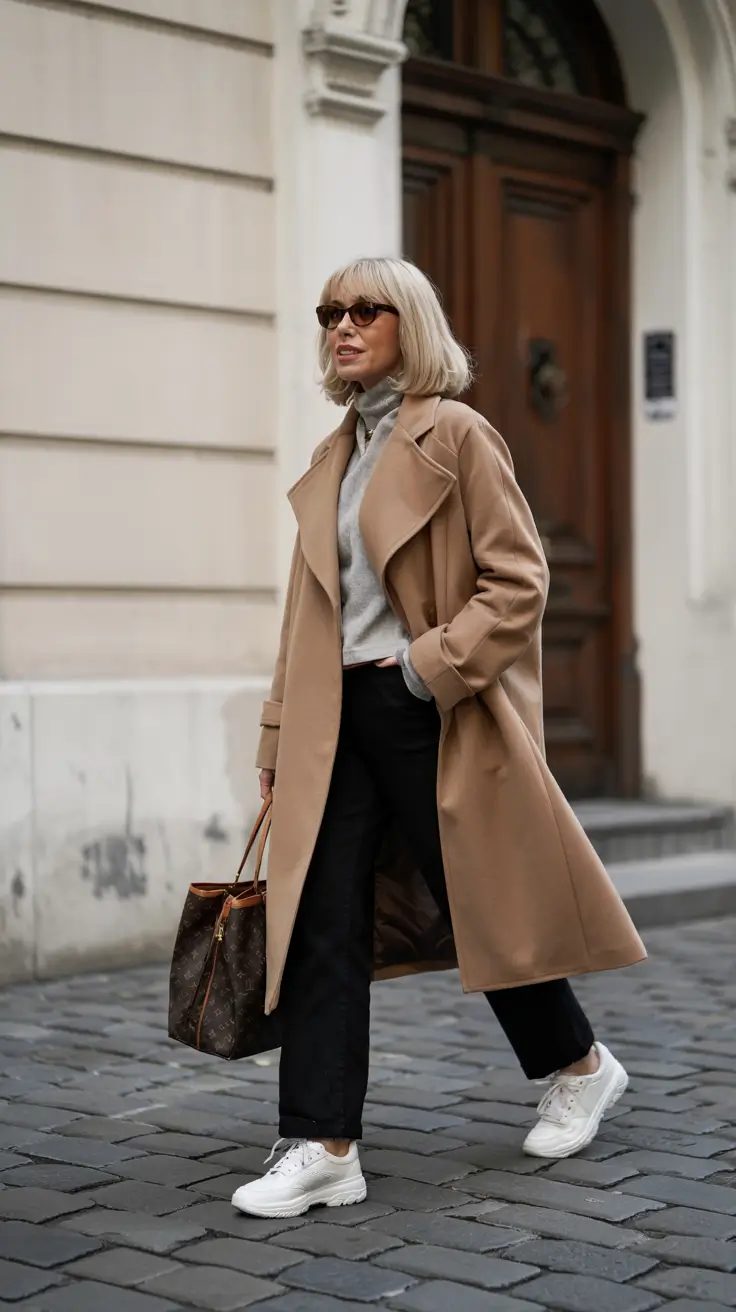 winter outfits over 40 Minimalist Chic With Sneakers