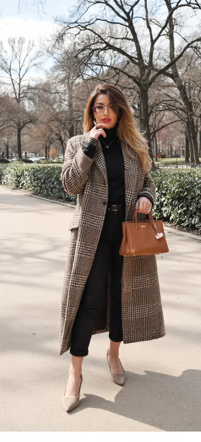 winter work outfits 2025 Cozy Plaid Layers