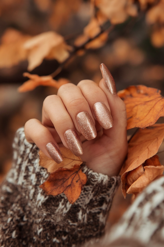 Best Gold Fall Nails 2025 for a Glam Autumn Manicure – Chrome, Glitter, Marbled, and Mixed Styles
