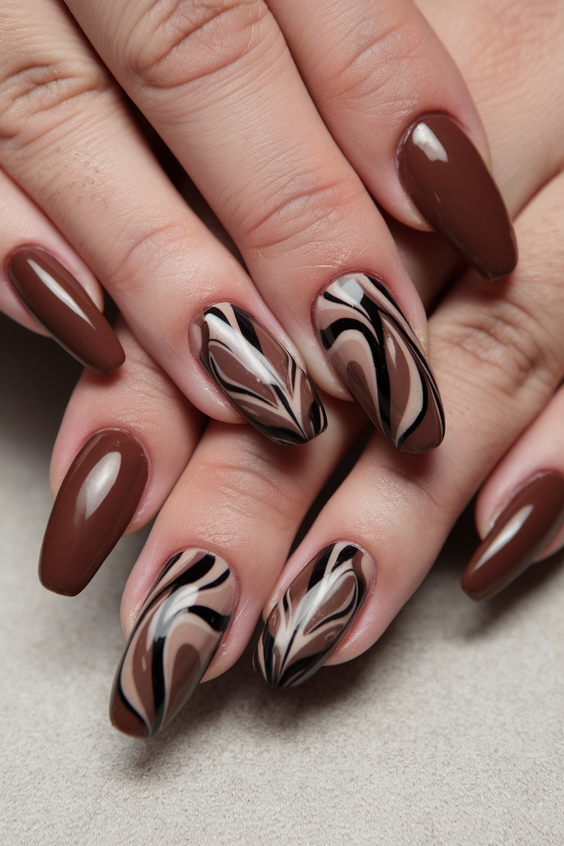 Chic and Cozy Brown Fall Nail Designs to Wear in Autumn 2025