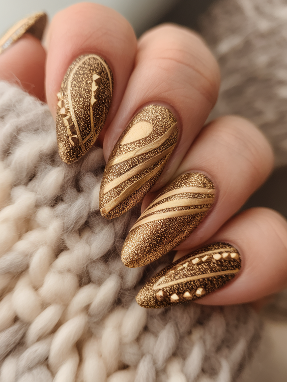 Best Gold Fall Nails 2025 for a Glam Autumn Manicure – Chrome, Glitter, Marbled, and Mixed Styles