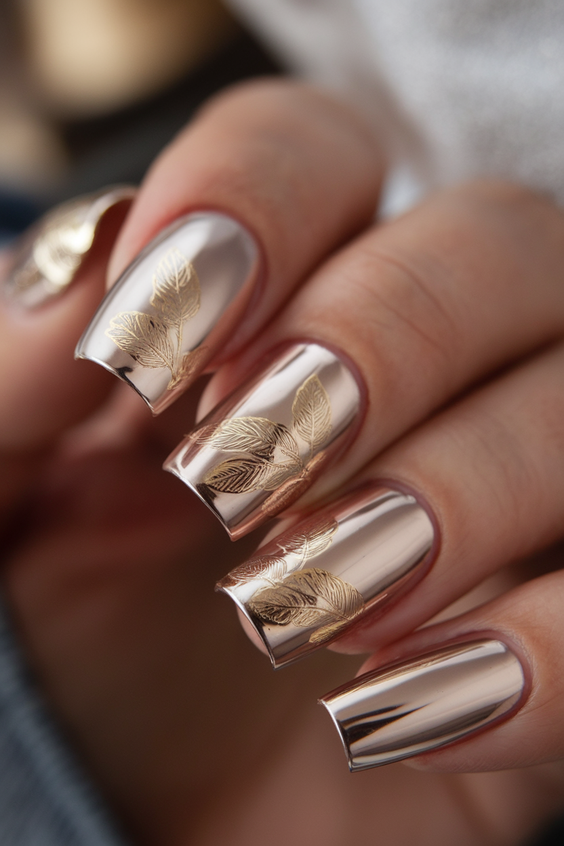 Best Gold Fall Nails 2025 for a Glam Autumn Manicure – Chrome, Glitter, Marbled, and Mixed Styles