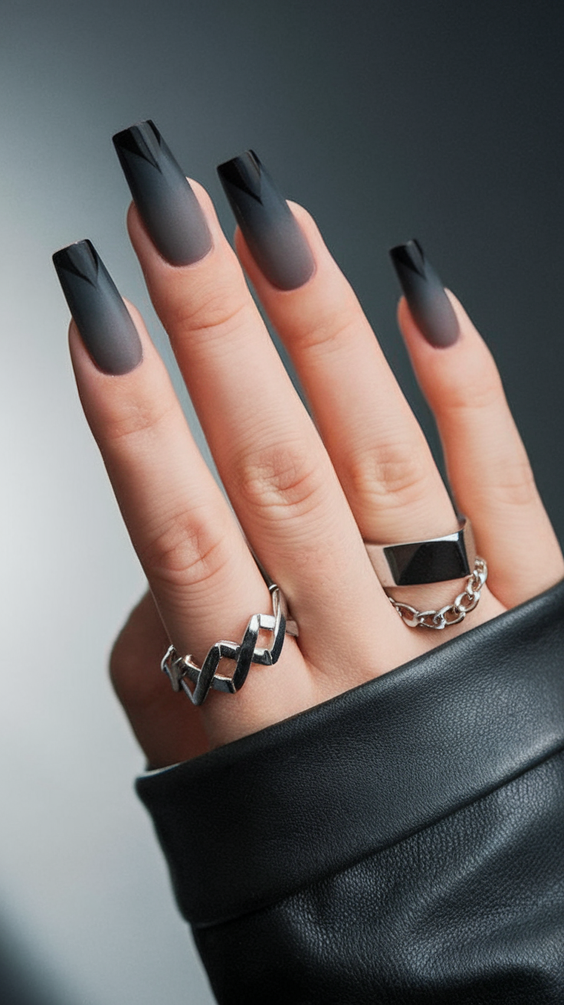 Chic and Moody Black Fall Nails Designs That Dominate Autumn 2025 Trends with Texture and Shine
