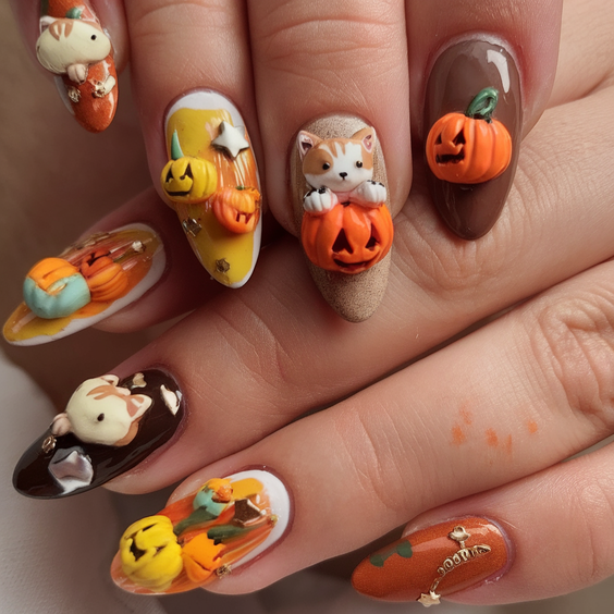 Fall 3D Nail Art Ideas 2025: Sculpted Florals, Pumpkins, and Pearls to Elevate Your Autumn Look