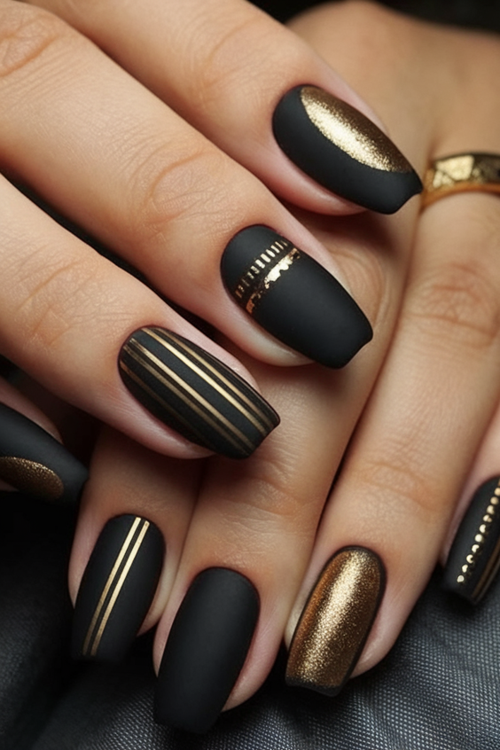 Chic and Moody Black Fall Nails Designs That Dominate Autumn 2025 Trends with Texture and Shine