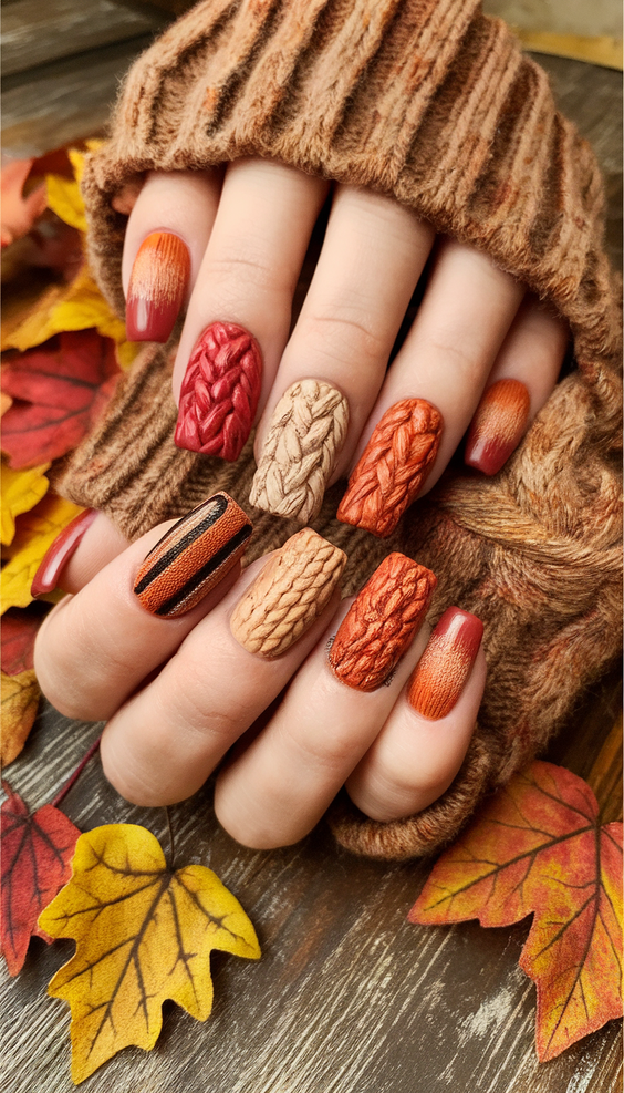 Fall 2025 3D Sweater Nail Art Ideas You’ll Want to Copy for Cozy and Stylish Seasonal Looks