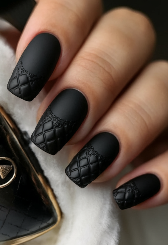 Chic and Moody Black Fall Nails Designs That Dominate Autumn 2025 Trends with Texture and Shine