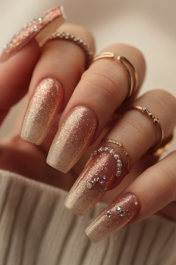 Best Gold Fall Nails 2025 for a Glam Autumn Manicure – Chrome, Glitter, Marbled, and Mixed Styles