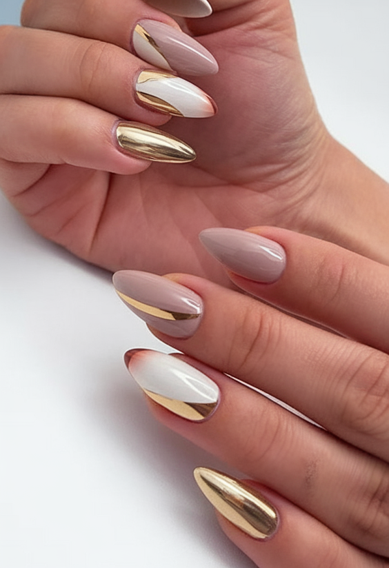 Best Gold Fall Nails 2025 for a Glam Autumn Manicure – Chrome, Glitter, Marbled, and Mixed Styles