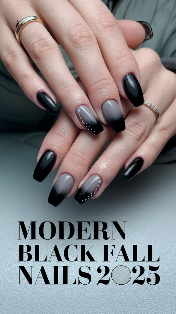 Chic and Moody Black Fall Nails Designs That Dominate Autumn 2025 Trends with Texture and Shine