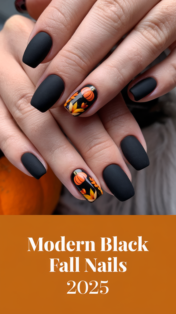 Chic and Moody Black Fall Nails Designs That Dominate Autumn 2025 Trends with Texture and Shine
