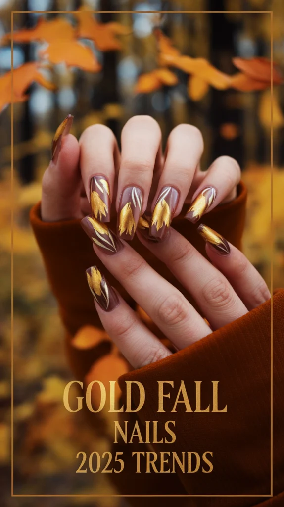 Best Gold Fall Nails 2025 for a Glam Autumn Manicure – Chrome, Glitter, Marbled, and Mixed Styles