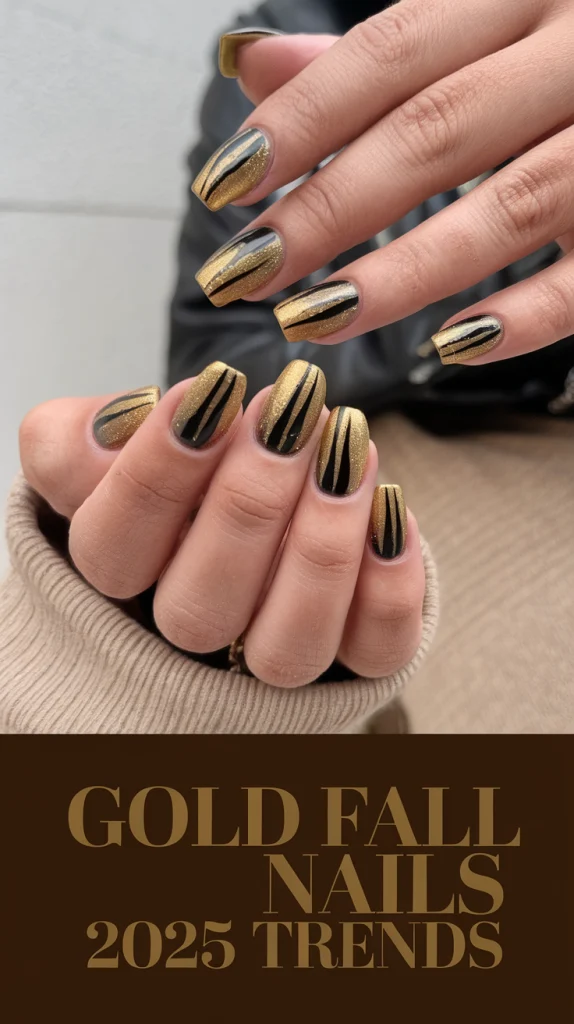 Best Gold Fall Nails 2025 for a Glam Autumn Manicure – Chrome, Glitter, Marbled, and Mixed Styles