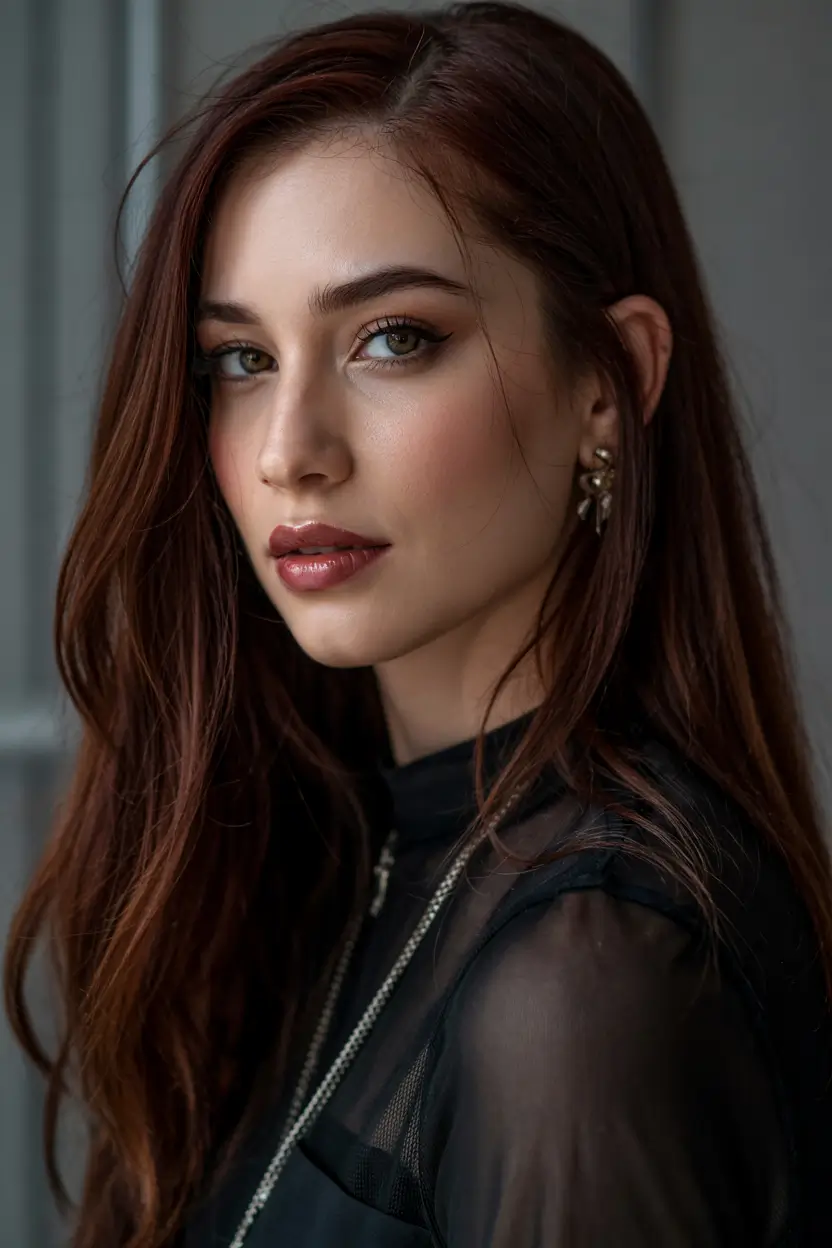 Dark Winter Hair Color Deep Mahogany Elegance