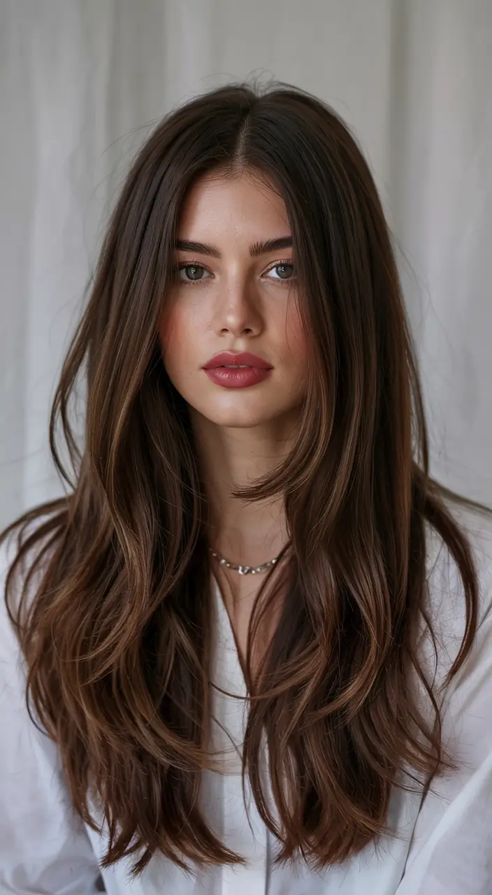 Dark Winter Hair Color Layered Chestnut Brunette