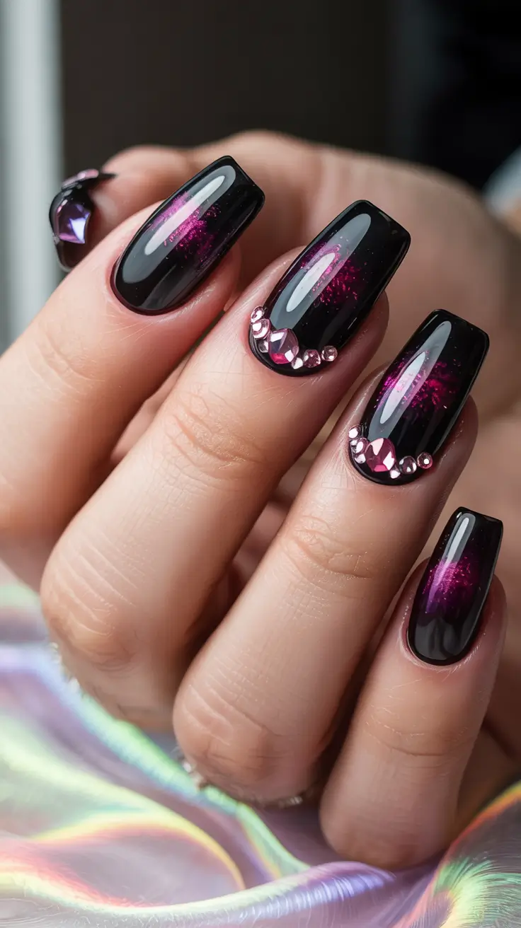 dark winter nails Velvet Nights with a Cosmic Touch