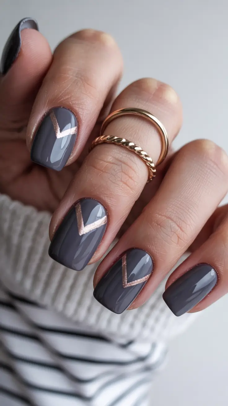 dark winter nails Modern Taupe Chevron