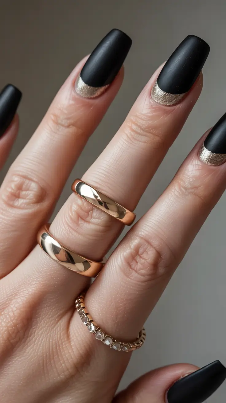 dark winter nails Matte Luxe Half-Moon