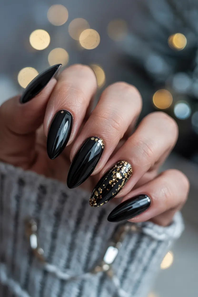 dark winter nails Golden Accent Nail Elegance
