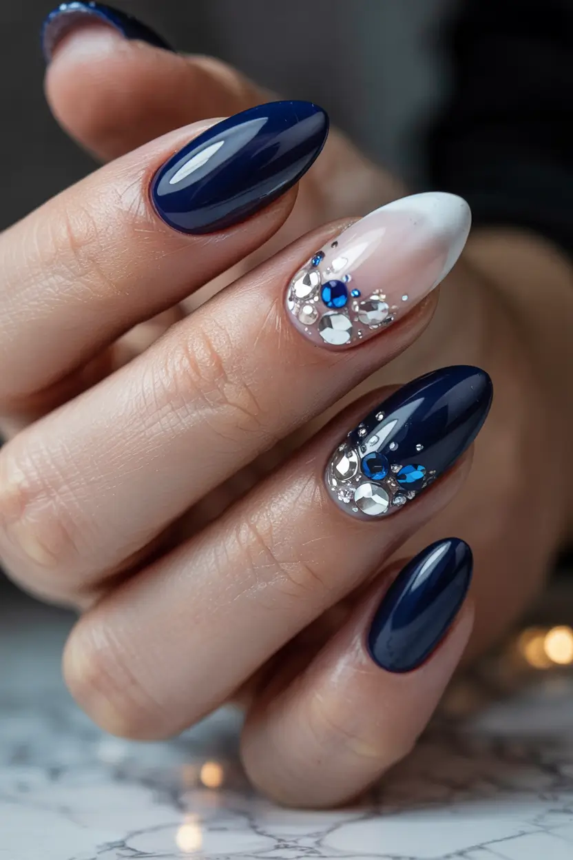 blue winter nails 2025 2026 crystal midnight drama
