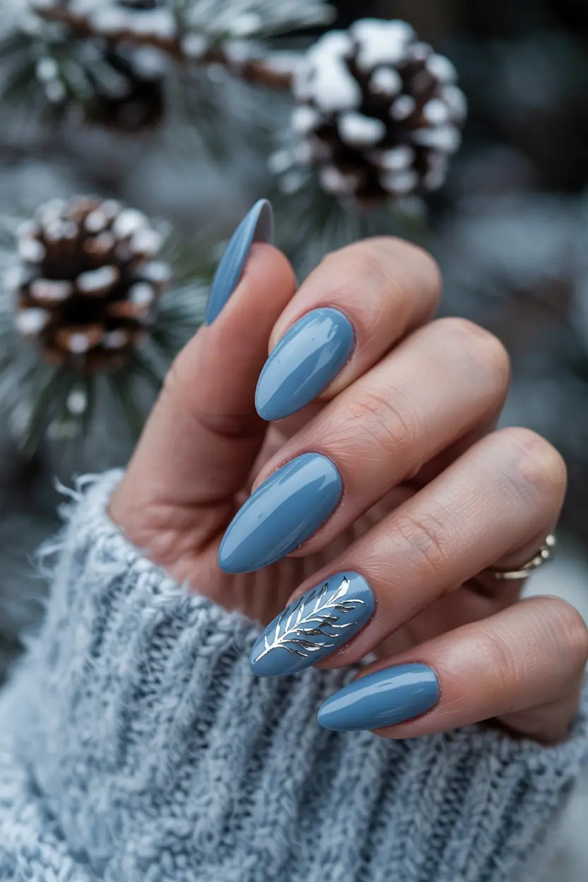 blue winter nails 2025 2026 frosted sky accent