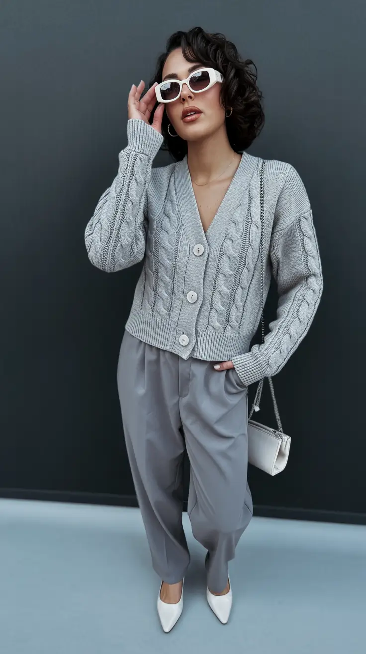 business casual outfits for women 2026 Gray-on-Gray Confidence