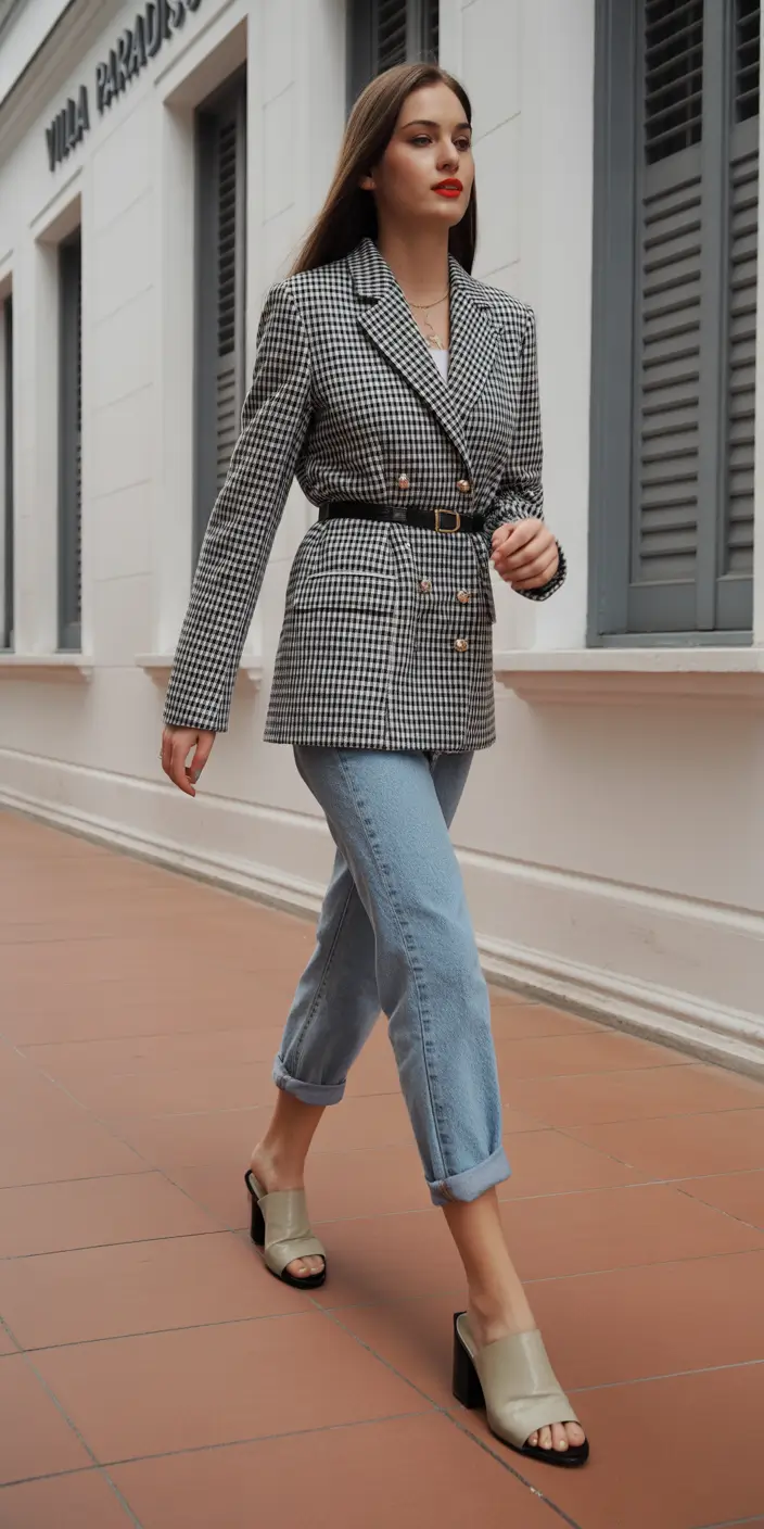 business casual outfits for women 2026 Checkered Confidence with a Twist