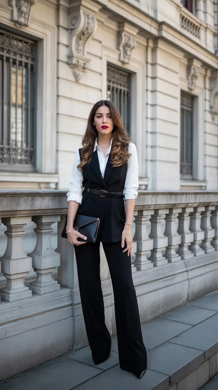 business casual outfits for women 2026 Monochrome Power Play