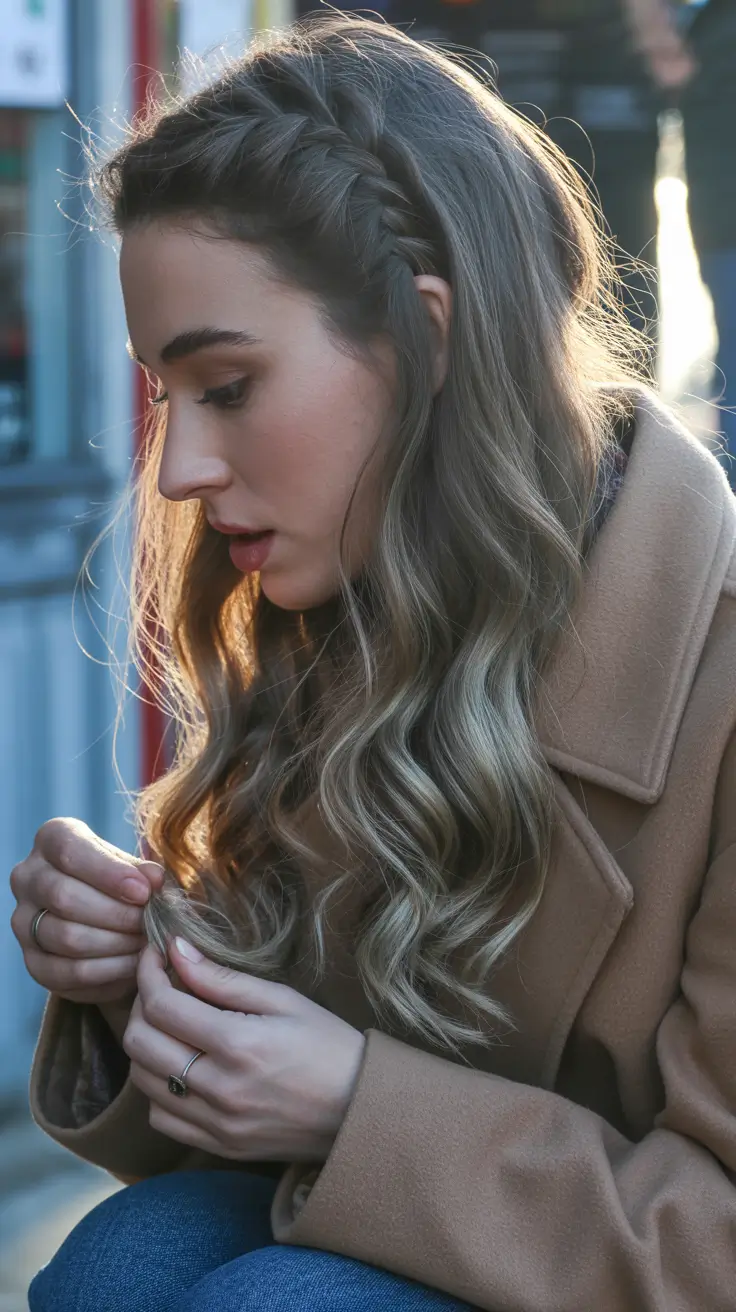 christmas hairstyles ideas 2025 loose side waves with braided accent