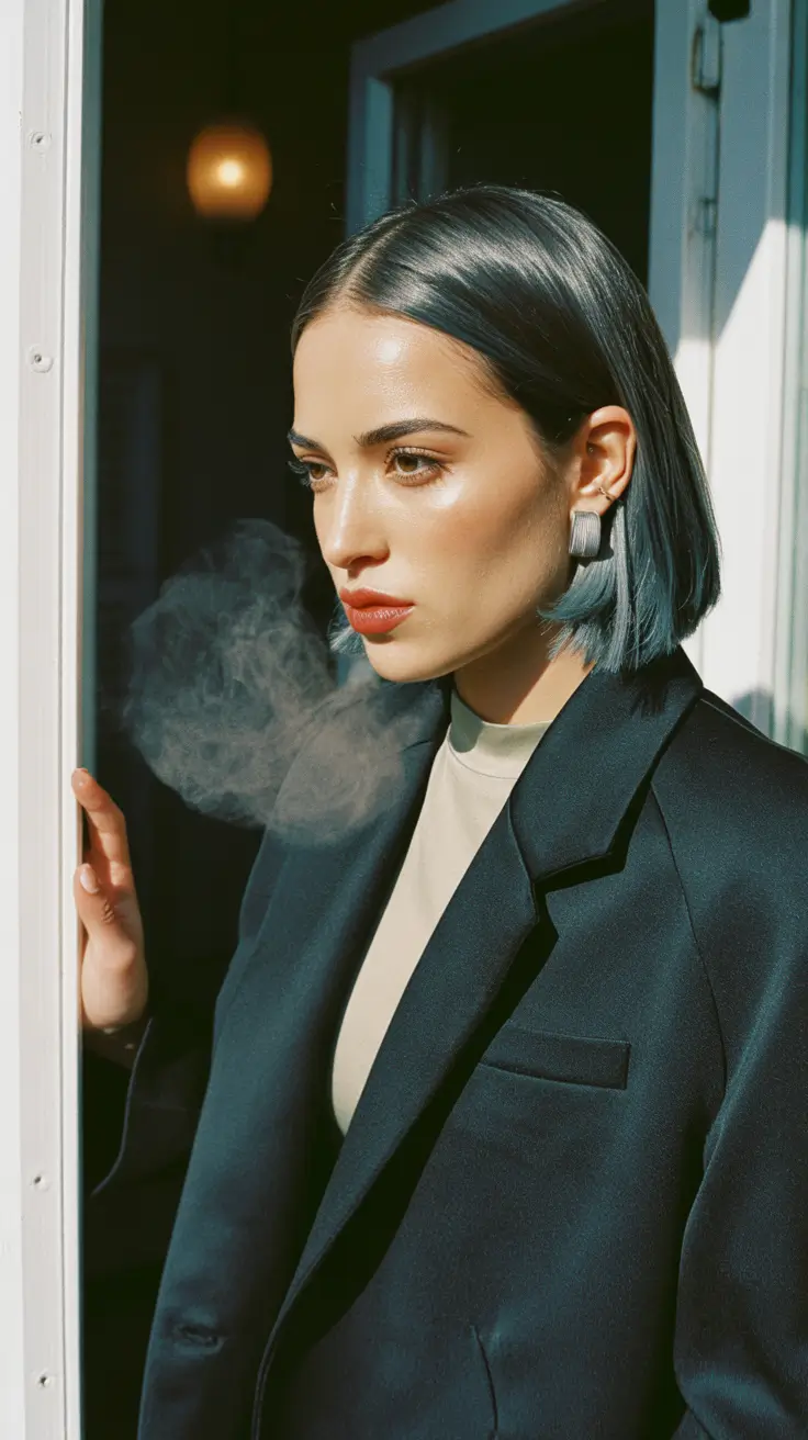 christmas hairstyles ideas 2025 modern sleek bob with cool undertones