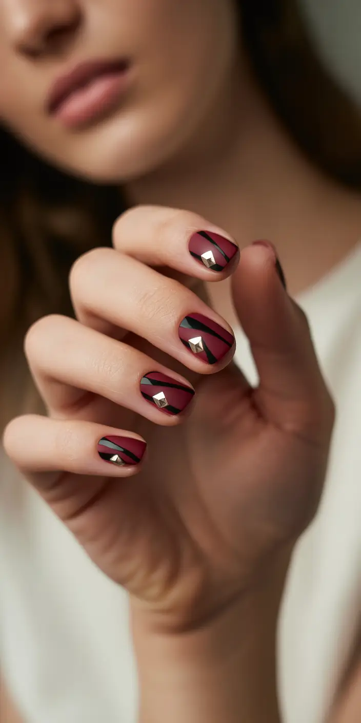 christmas nail art ideas 2025 crimson studded drama