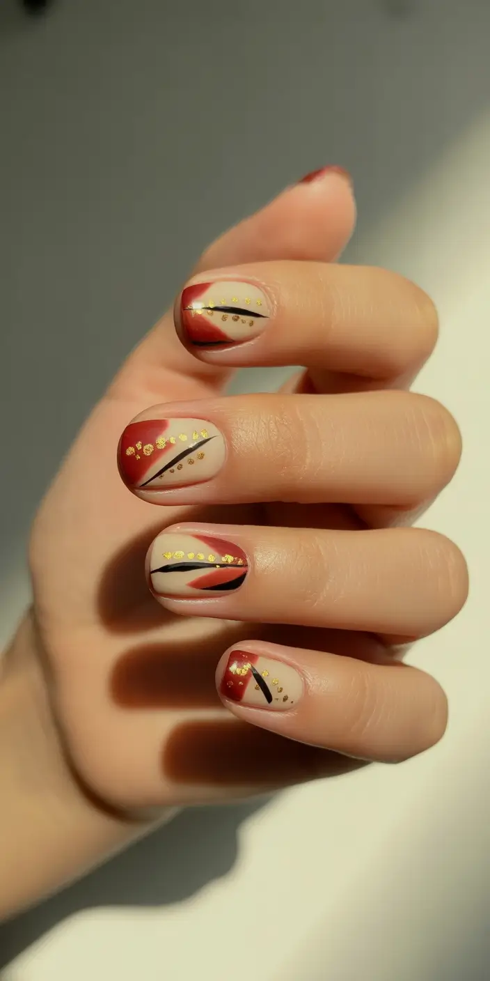 christmas nail art ideas 2025 golden firework accents