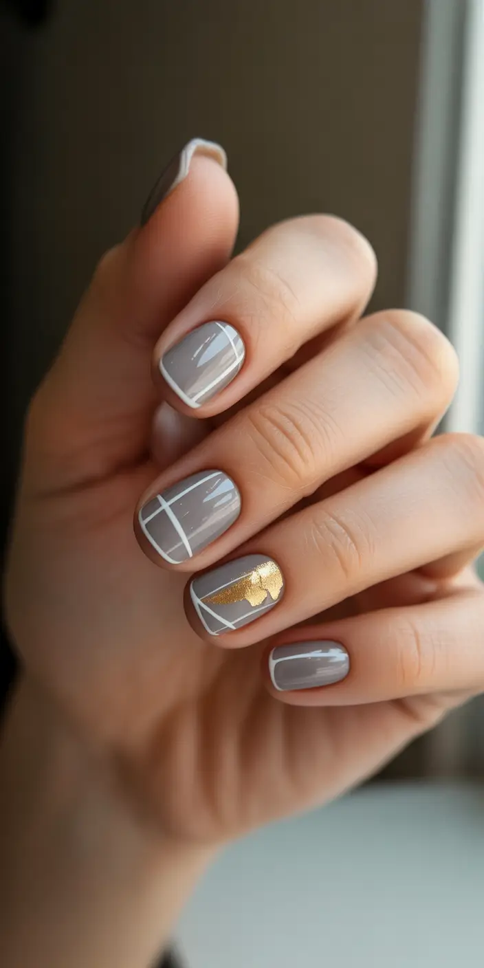 christmas nail art ideas 2025 golden gift wrap glam