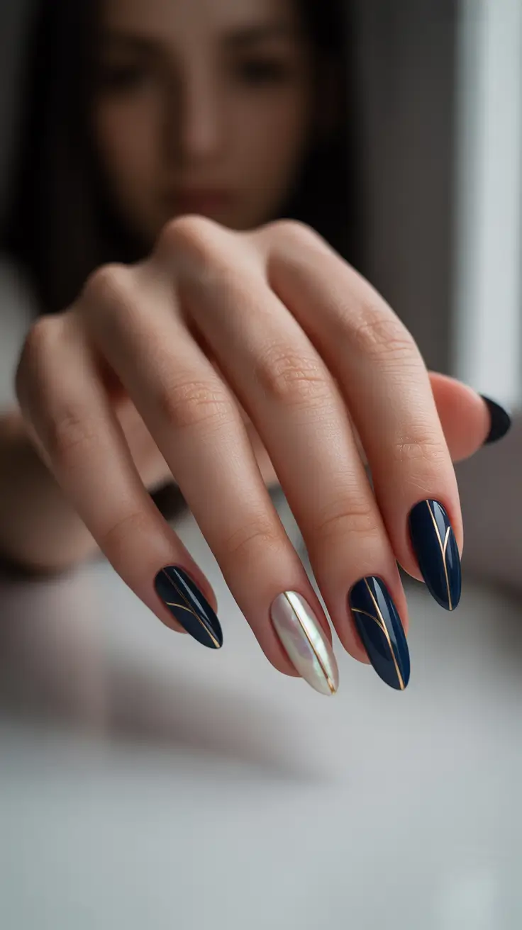 christmas nail color ideas 2025 midnight blue luxe