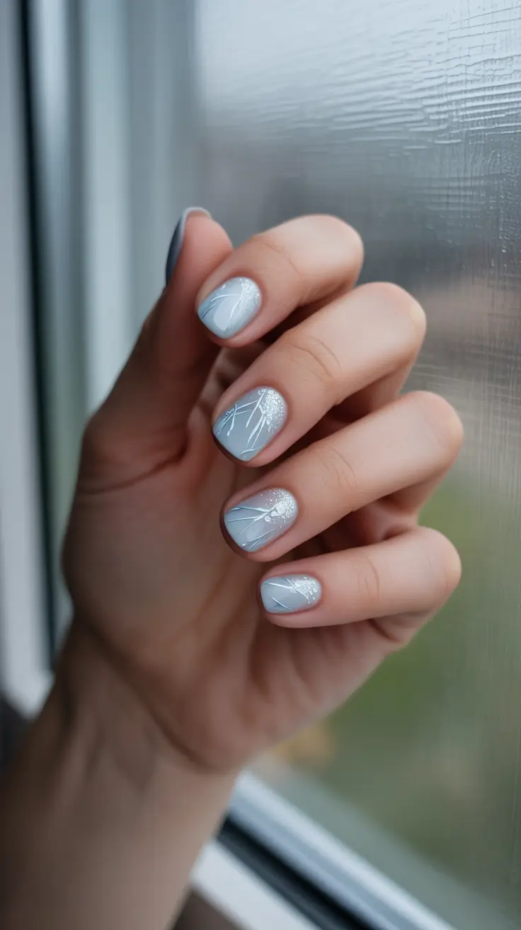 christmas nail color ideas 2025 frozen silver branches