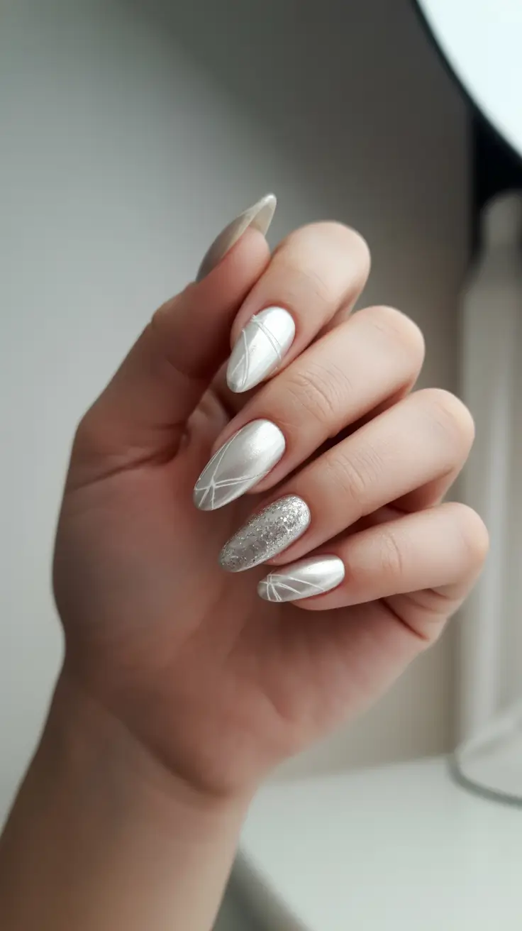 christmas nail color ideas 2025 snowflake shimmer frost