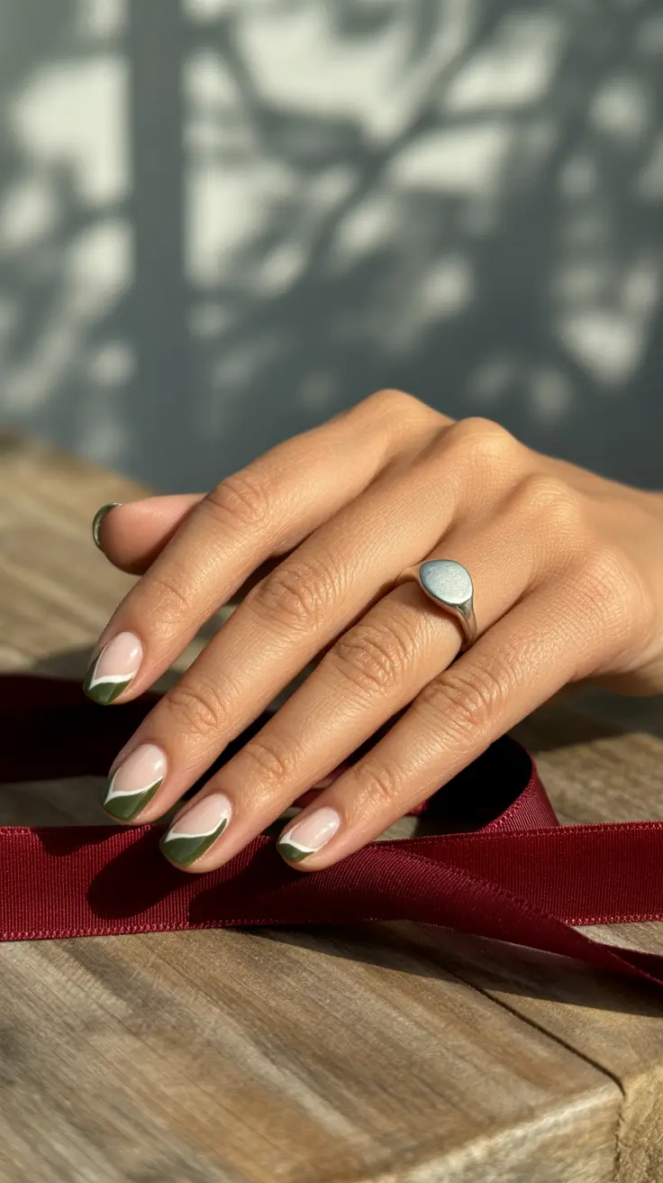 christmas nail color ideas 2025 evergreen french flow