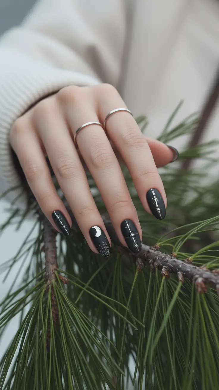 christmas nail color ideas 2025 midnight sky glam