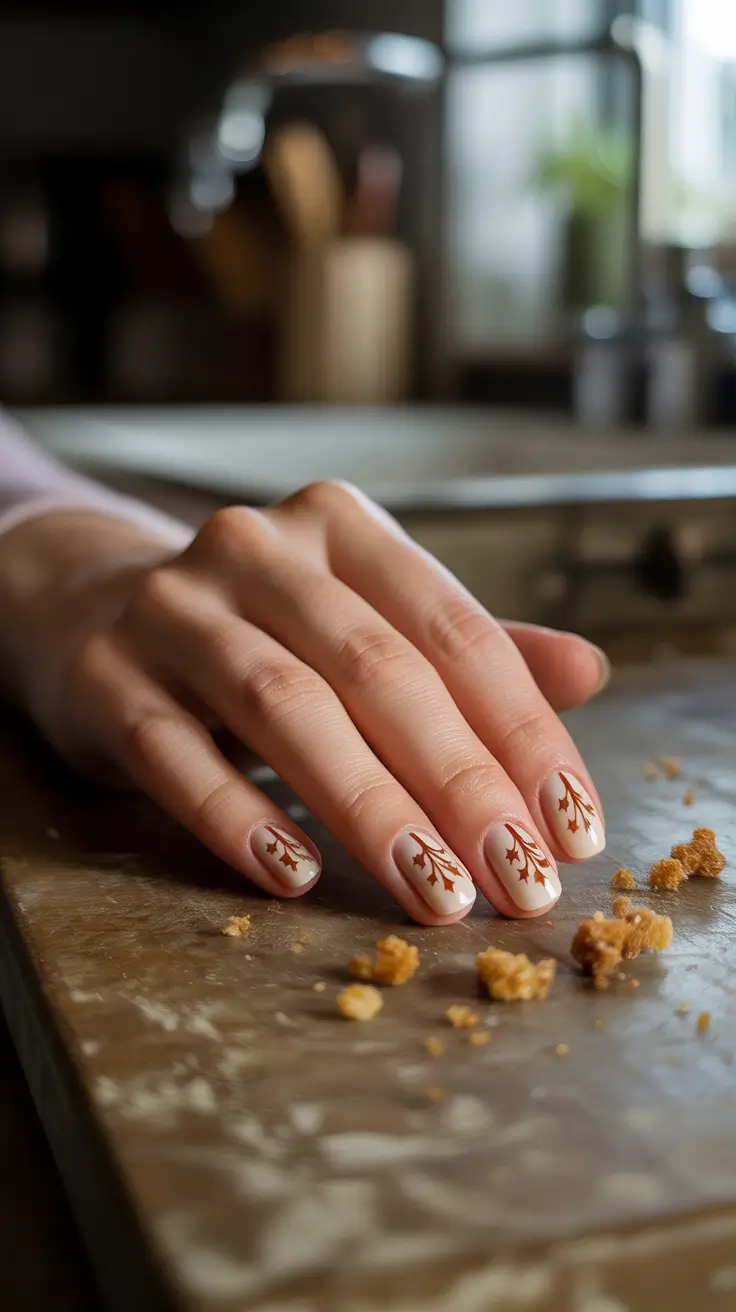 christmas nail color ideas 2025 gingerbread lines