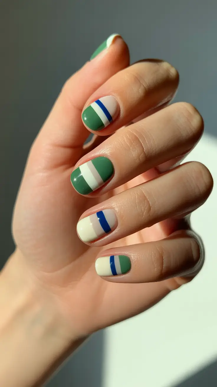 christmas nails 2025 modern evergreen lines