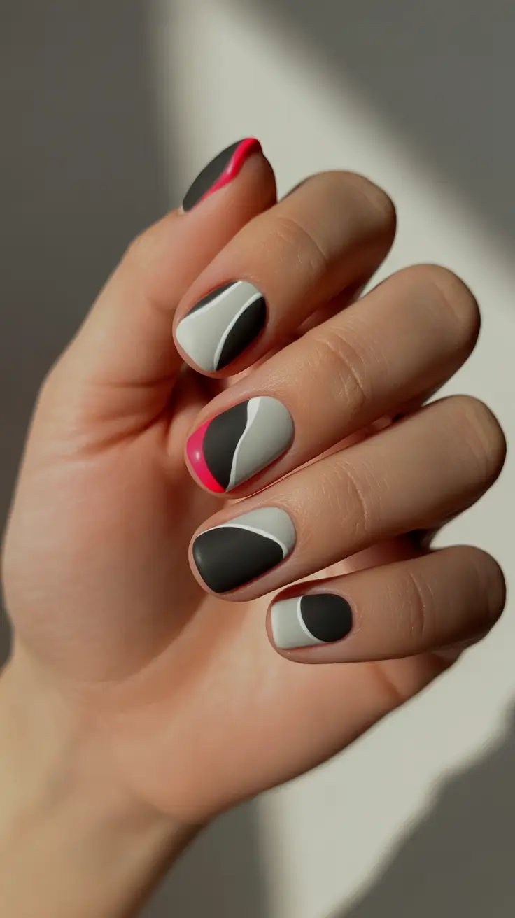 christmas nails 2025 smoky winter geometry