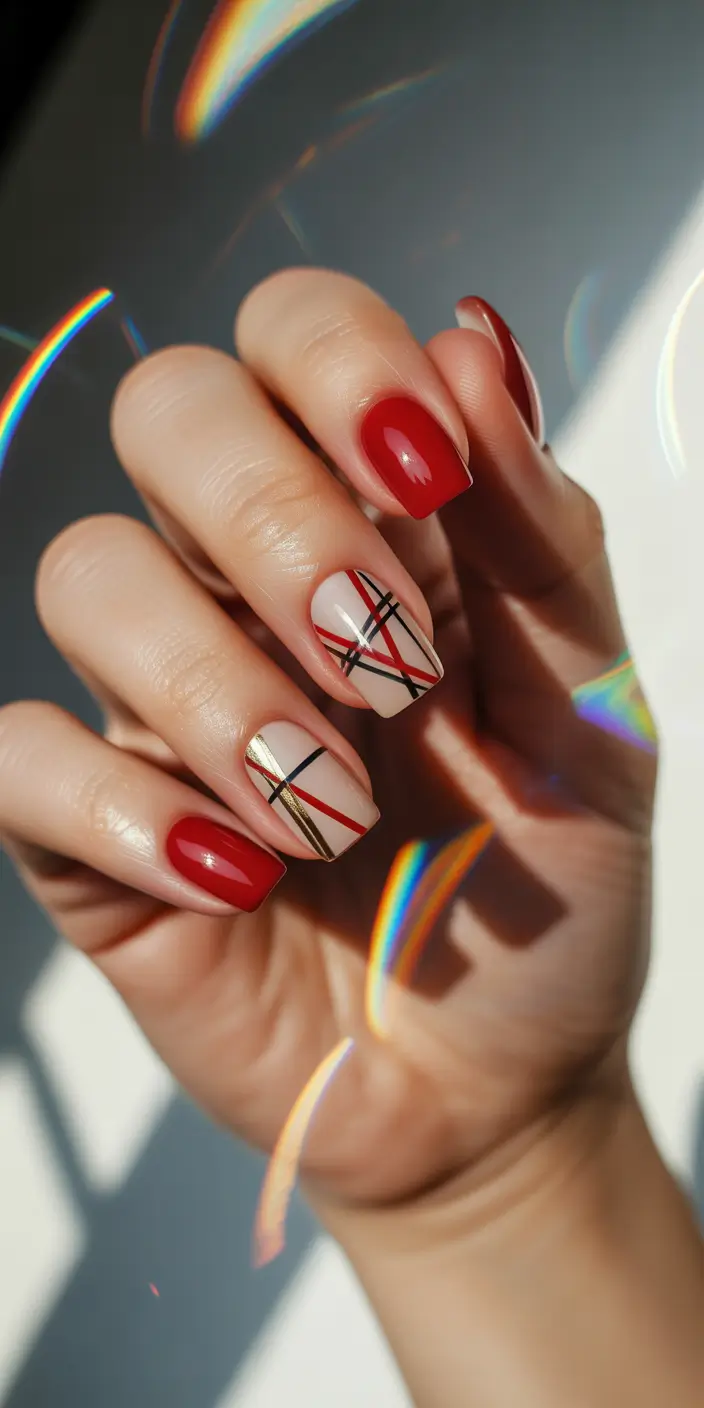 christmas nails acrylic red wrapped in red