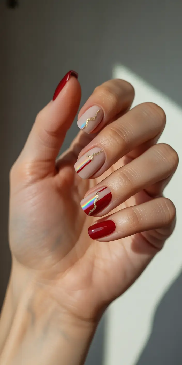 christmas nails acrylic designs golden ribbon glow