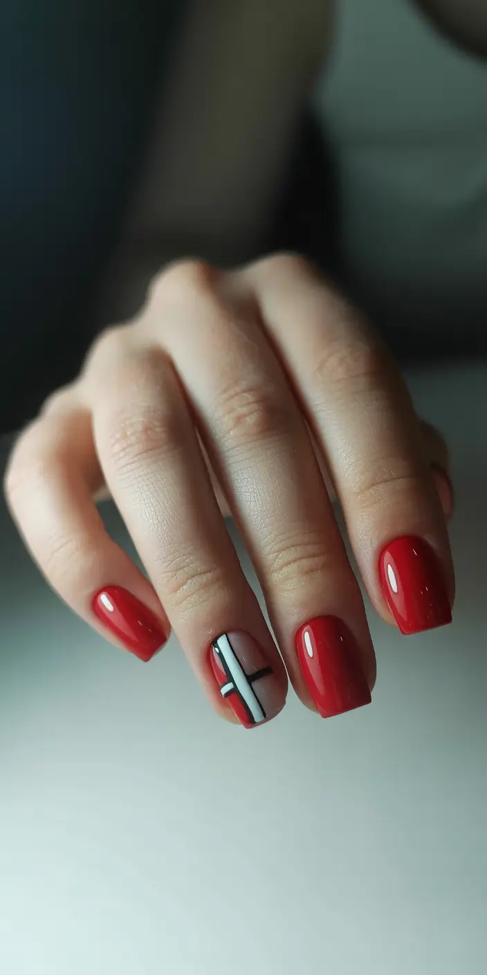 christmas nails acrylic short square modern edge