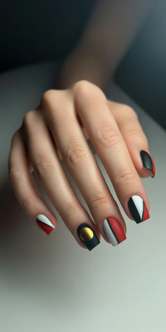 christmas nails acrylic black bold geometry