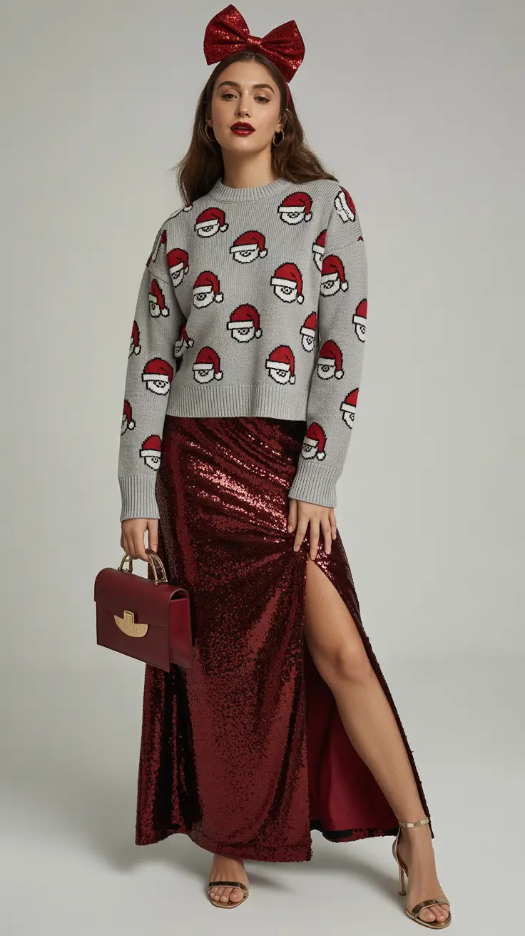 christmas outfit ideas 2025 Playful Sparkle with a Holiday Twist