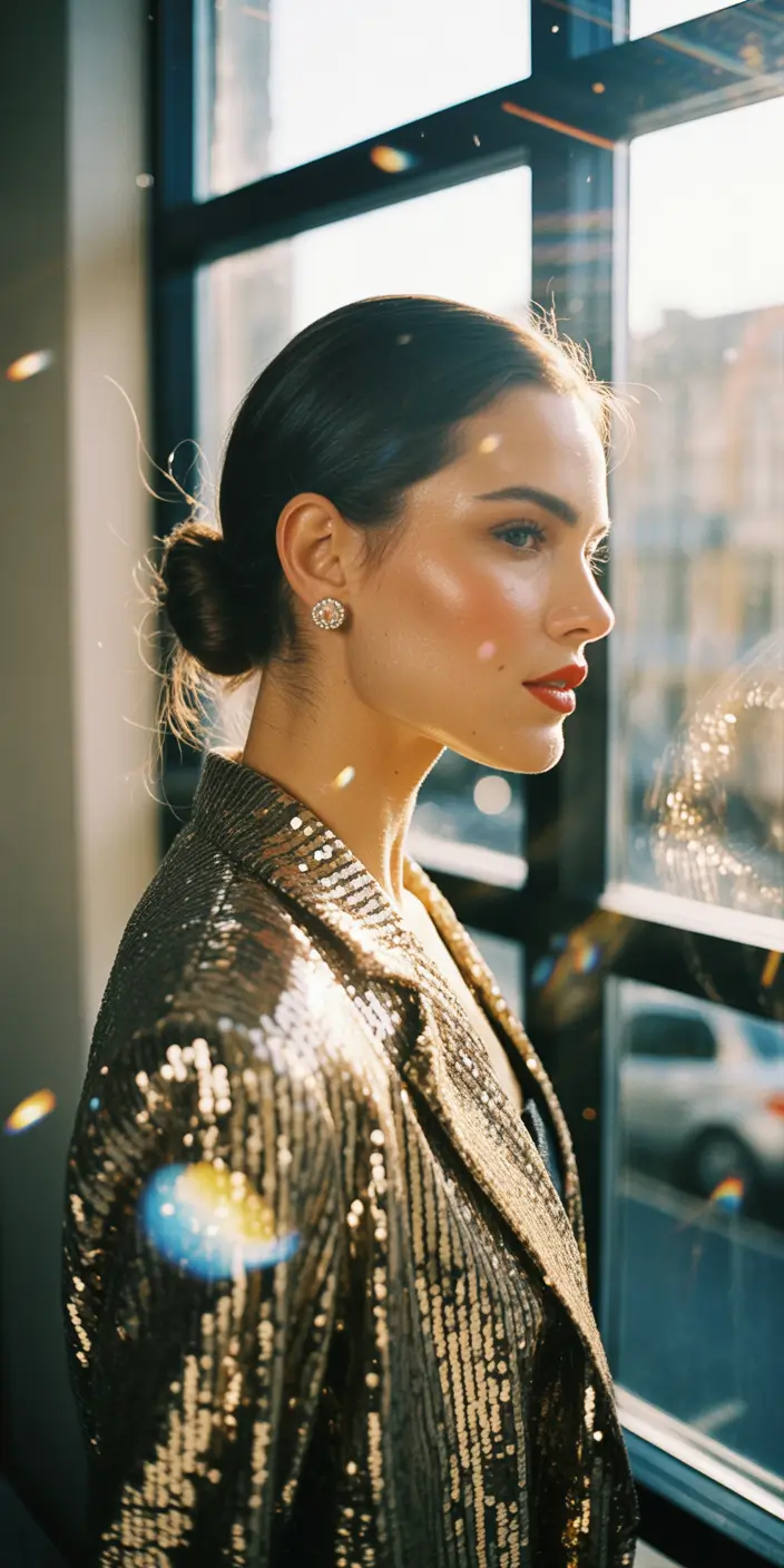 christmas party hairstyles midnight sleek bun