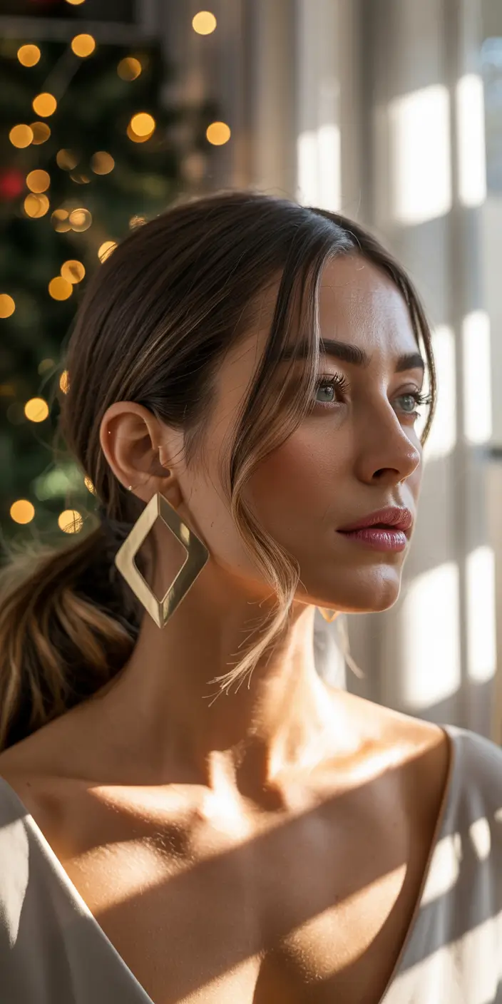 christmas party hairstyles soft glow ponytail