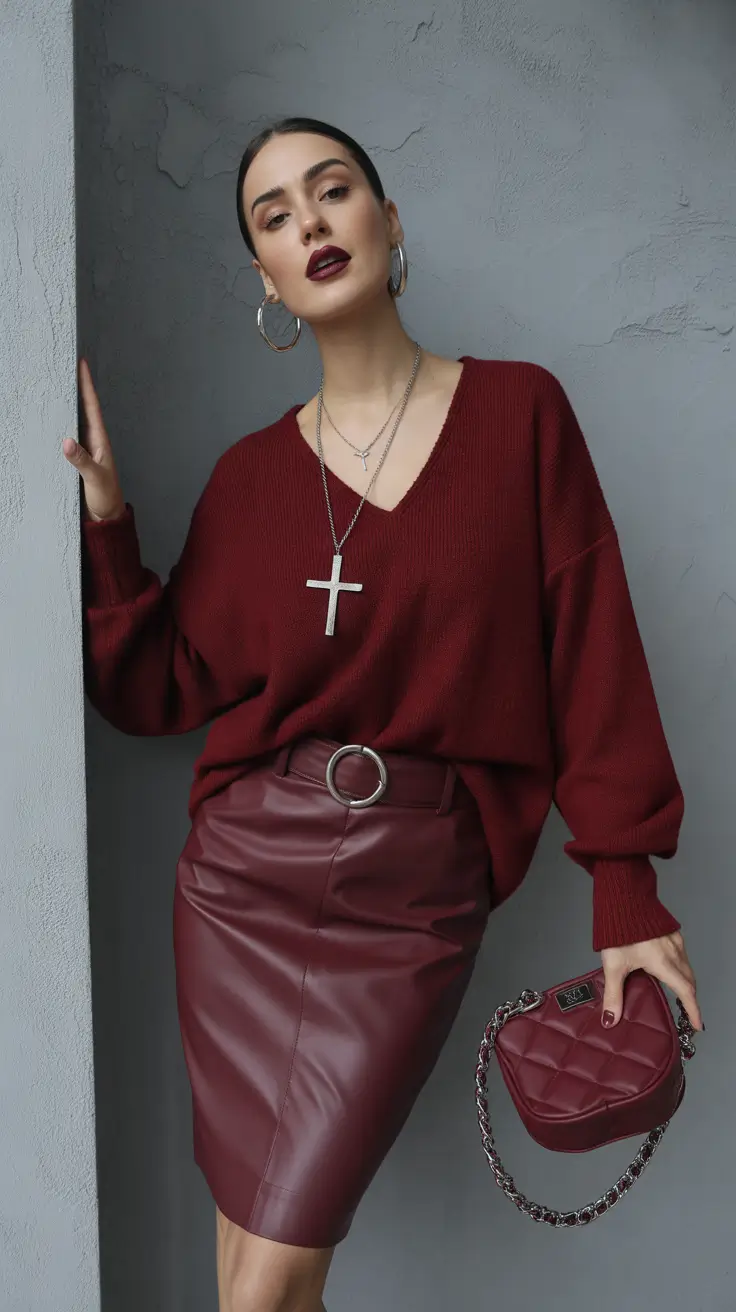 christmas party outfits ideas 2025 Wine Tones and Effortless Power