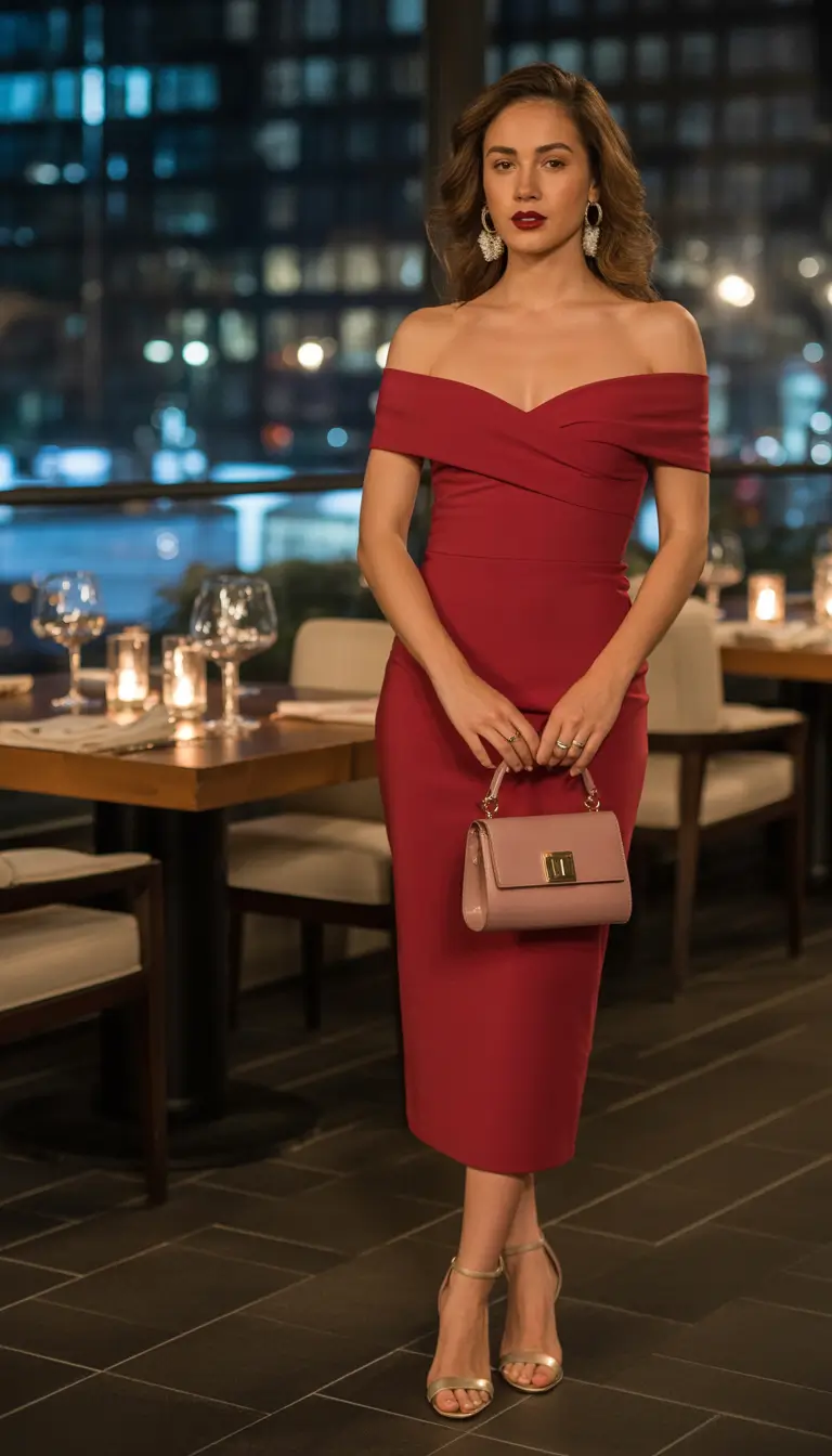 christmas party outfits ideas 2025 Midnight Red Elegance